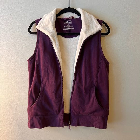 L.L. Bean Purple Full Zip Up Sweater Vest With Pockets Super Soft Size S - Picture 1 of 5